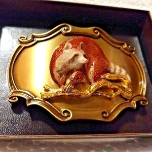 NWT Vintage Raintree Brass Raccoon Belt Buckle